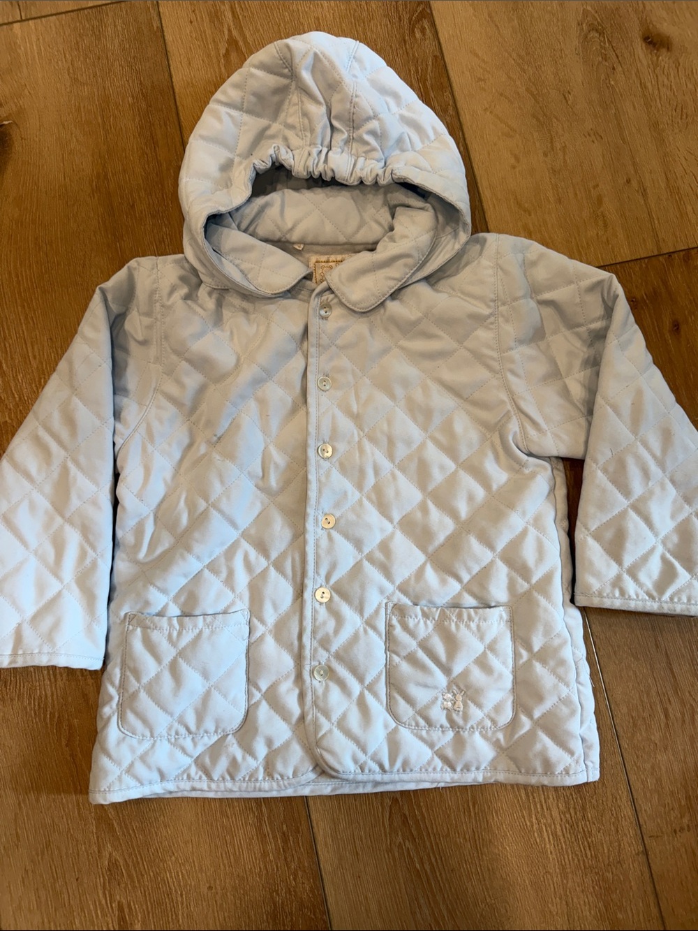 Emile et Rose Pale Blue Quilted Hooded Puffer Jacket
